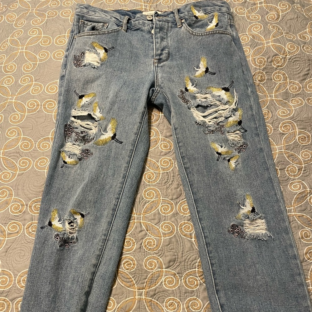 Pacsun Low Waisted embroidered jeans